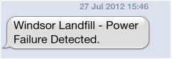 Alarm Text Message Example